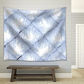 Fence with Frost Close-Up - Fabric Wall Tapestry Home Decor - 51x60 inches