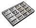 JackCubeDesign 16 Compartments Stackable Synthetic Leather Jewelry Tray Earring Necklace Bracelet Ring Organizer Display Storage Box(Set of 1, Black, 16 x 9.6 x 1.6 inches)- :MK212-1D