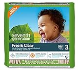 Seventh Generation Free & Clear, Unbleached Diapers, Size 3, 62 Count, Packaging May Vary