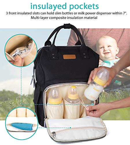 image for SCIONE Large Diaper Bag Baby Backpack for mom with USB Charging Port W