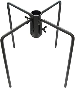 Gray Bunny Pole Stabilizer Attachment Prongs for Backyard Bird Feeding Stations with 1-Inch Thick Poles, 4 Prong (Two 2-Prong) Metal Stake Base to Support Freestanding Poles and Feeder Stands