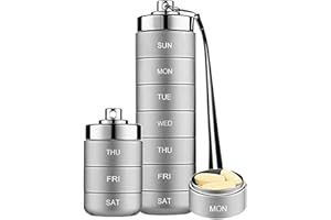 Gaicabi Metal Pill Organizer Weekly,Stackable Waterproof Travel Pill Box,Pill Case Container,7 Day Daily Medicine Organizer G