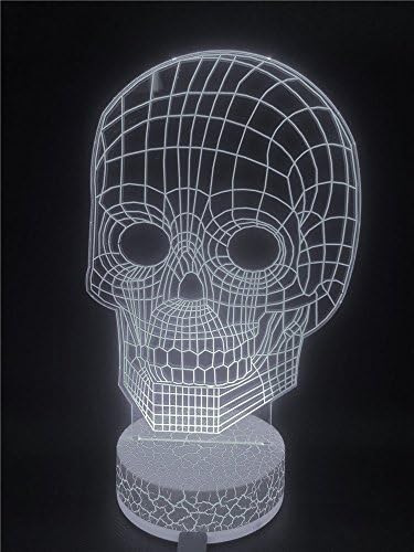 Fund 3D Illusion Light LED Table Lamp 3D Skull Base Synchronous Glow Table Lamp Children Night Light USB Powered Kids Room Art Sculpture Lights Produces Unique Lighting Effects (Whte)