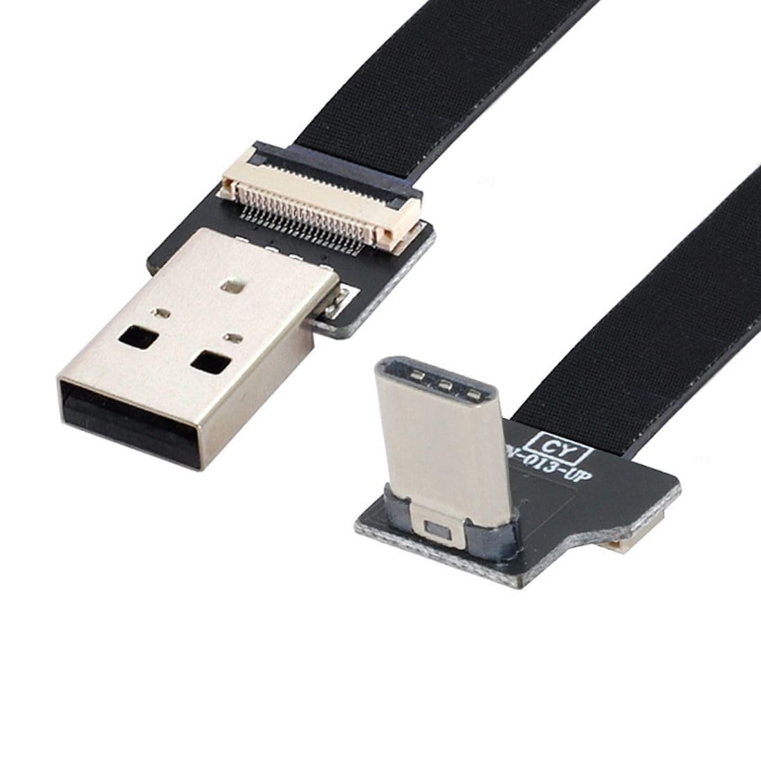 Photo 1 of chenyang USB C Flat Cable USB 2.0 Male to USB C Male 90 Degree UP Angled Data Transfer Charging Ribbon Flex Extension Cable Adapter 0.2M