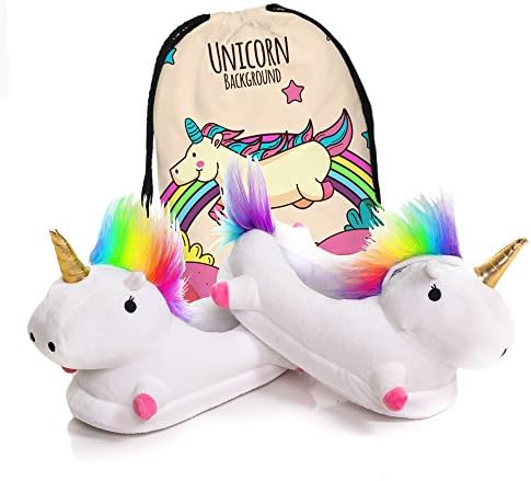 Light Up Unicorn Plush Slippers Foot Warmers For Women and Girls One Size