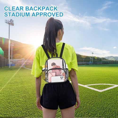 Clear Backpack for Stadium Events Stadium Approved Fashion Women Backpack | 12x12x6 Clear Bag with Front Pocket Heavy Duty 0.4MM PVC Terarent Backpack for Concert Events Work Travel