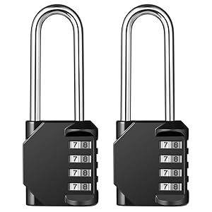 Disecu 4 Digit Combination Lock 2.5 Inch Long Shackle and Outdoor Waterproof Resettable Padlock for Gym Locker, Hasp Cabinet, Gate, Fence, Toolbox (Black,Pack of 2)
