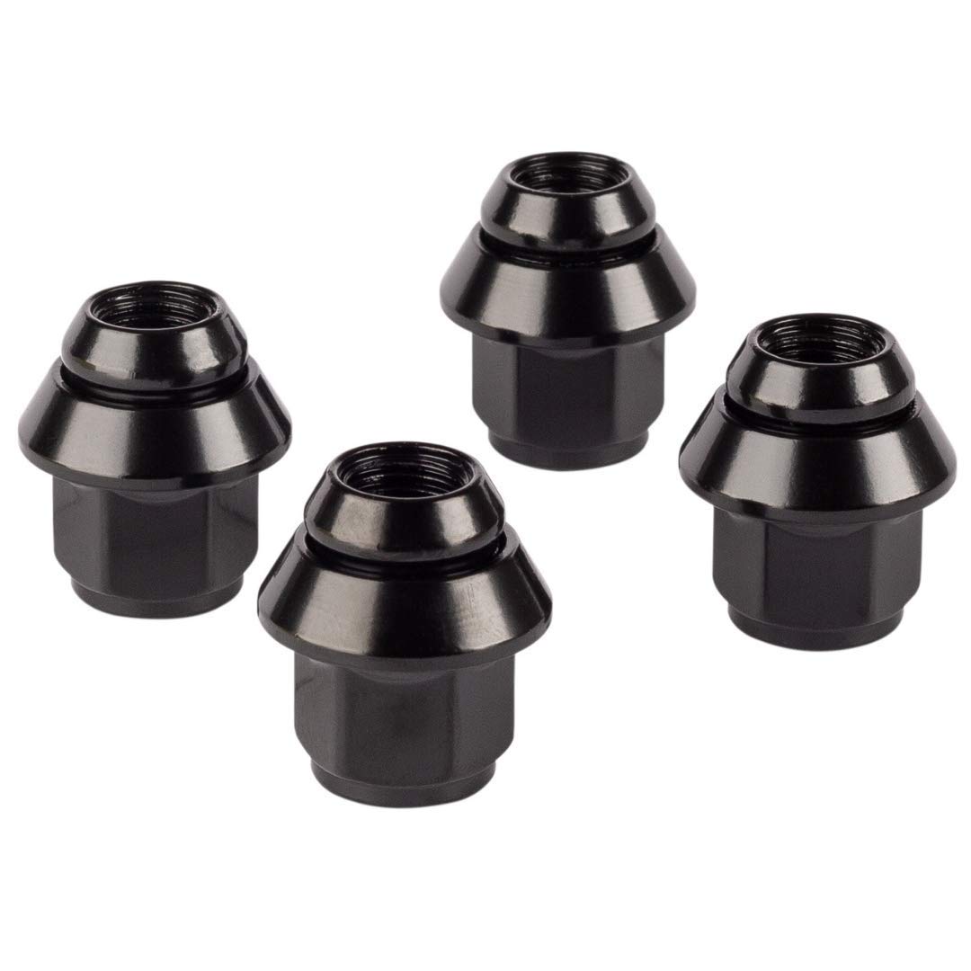 Set of Black Alloy Wheel Nuts. M12 x 1.5, Taper Washer, 19mm Hex for Use With Ford Alloy Wheels & More (4)