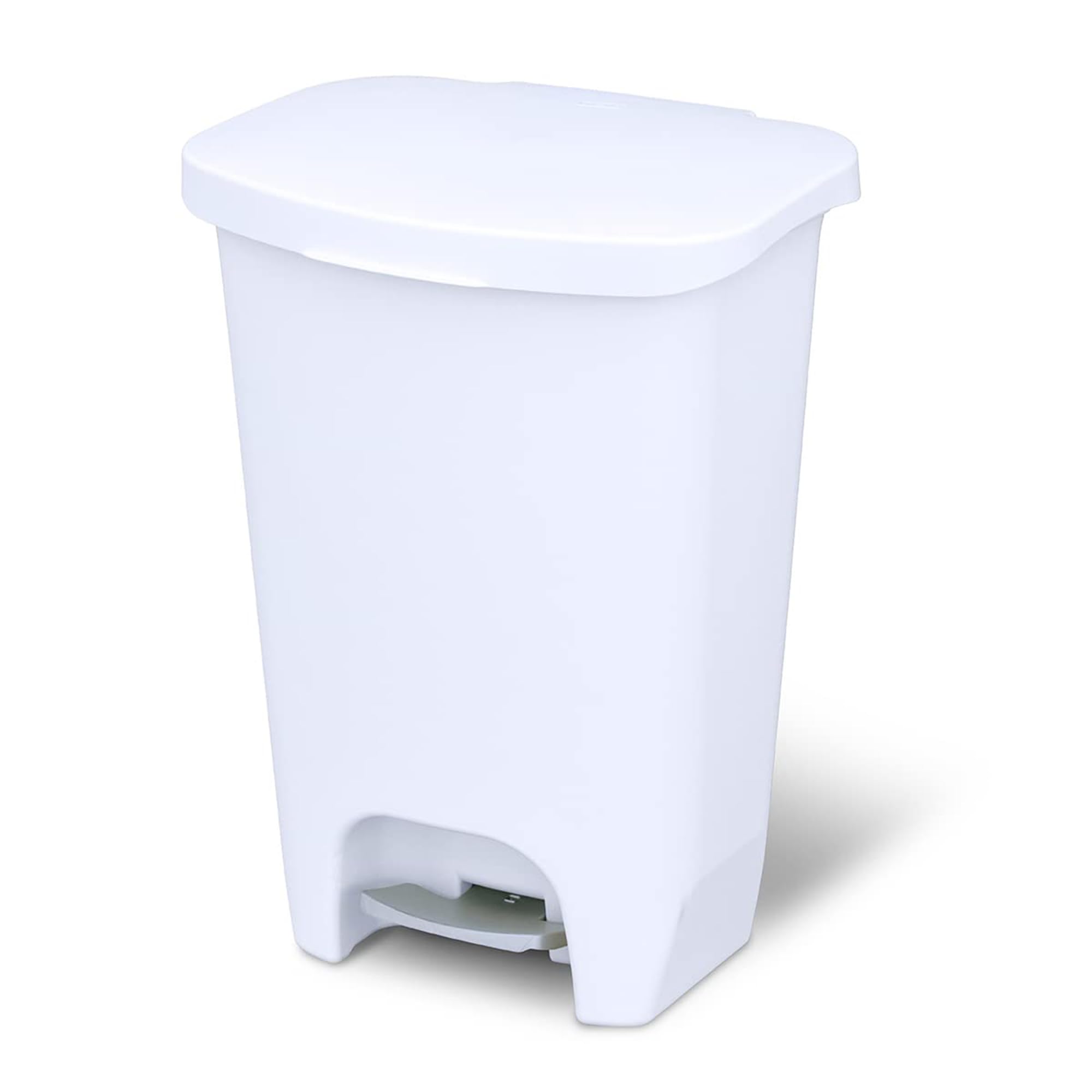 Glad 13 Gallon Trash Can with Clorox Odor Protection | Plastic Kitchen Waste Bin | Hands Free with Step On Foot Pedal and Garbage Bag Rings, White