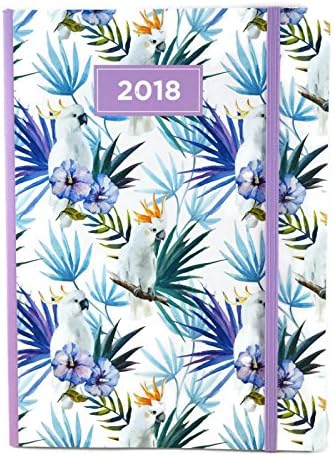 2018 Weekly By Day Planner Calendar Journal, 8.25 X 6 Inches, Laminated Cover (Birdsand Fronds)