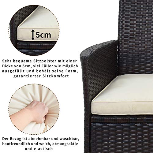 无 Mit Tisch 2 Sitzer Loveseat inkl. 5cm Auflagen, 3 mm mattschwarze elektrophoretische Sprühfarbe, Leichter Stahl… – Bild 6