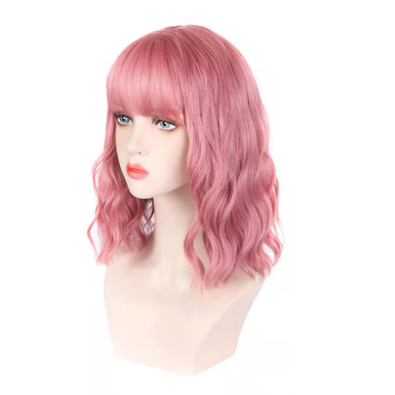 Avy Hair Wig With Bang, Artificial Curly Wig Human Hair Pre Plucked Glueless Wigs Human Hair Ladies Human Hair Ladies Wigs With High Temperature Wire for Full Wig for Women
