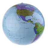 PMLAND Inflatable World Globe Beach Educational Balls 6-Counts, 14-16 inch, Light Blue