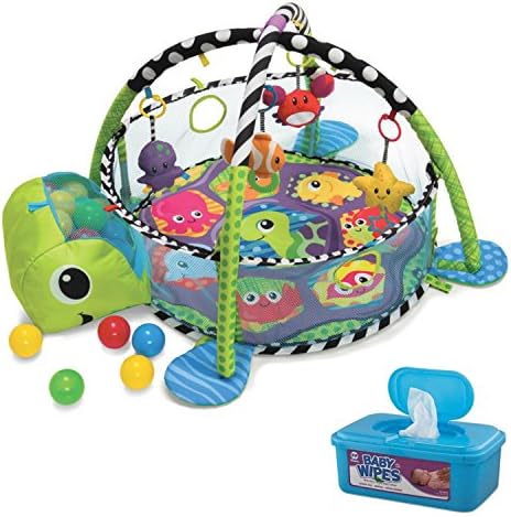 Infantino Grow-with-Me Baby Activity Gym/Playmat and Ball Pit with BONUS Hypoallergenic, Unscented Baby Wipes, 128 Count