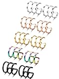 Jstyle 5 Pairs Stainless Steel Ear Cuff Earrings for Women Men Cartilage Earrings Hoop Lip Ring Non Piercing Set