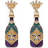 Mardi Gras Earrings Shiny Mask Crown Dangle Earrings Fleur De Lis Carnival Stud Earrings Fat Tuesday Parade Party Accessory Gifts