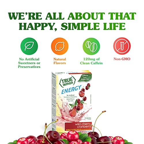 TRUE LEMON Energy Wild Cherry Cranberry Drink Mix,No Preservatives, No