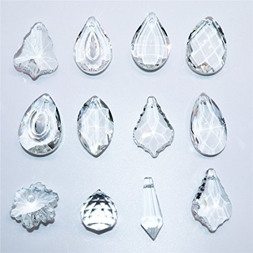 Waltz&F 12pcs Clear Crystal Chandelier Lamp Lighting Drops Pendants Balls Prisms Hanging Glass Prisms Parts Suncatcher Home/House Decor - Thumbnail 2