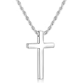 Fiusem Valentines Gifts for Him - Cross Necklace for Men, Mens Cross Necklaces with 2.5mm Rope Chain, Stainless Steel Pendant Chain 16-28 Inch, Jewelry Gift