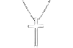 Fiusem Cross Necklace for Men, Mens Cross Necklaces with 2.5mm Rope Chain, Stainless Steel Pendant Chain 16-28 Inch