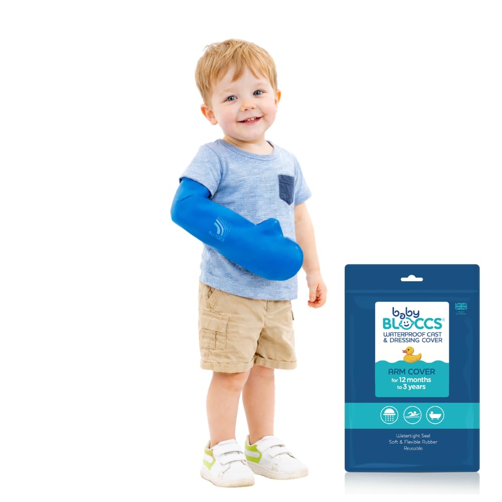 BLOCCS 100% Waterproof Arm Cast Cover – Baby Bloccs (12–36 Months) – Reusable Shower, Bath & Swim Protector – XS