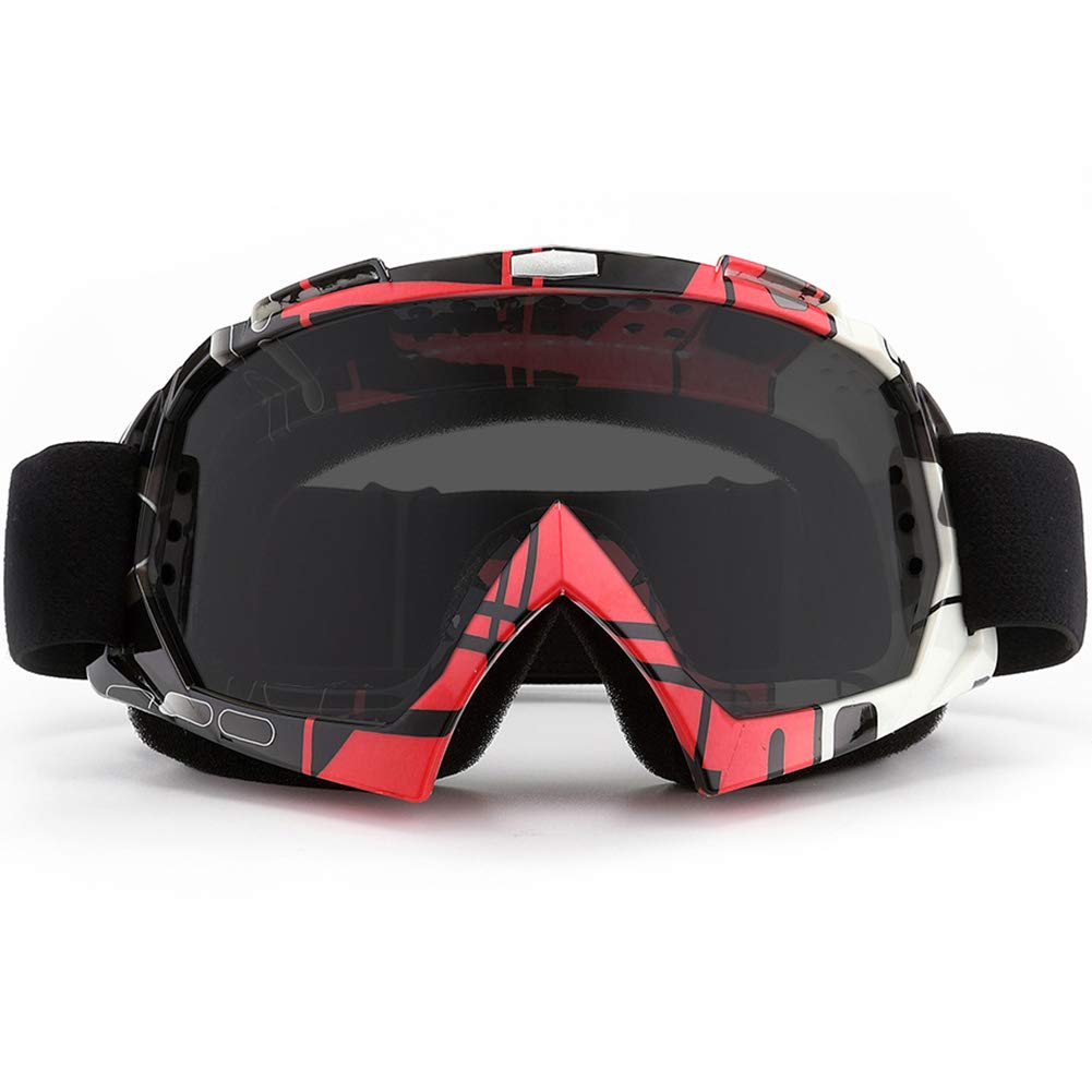 SPOSUNE Motorcycle Goggles, ATV Dirt Bike Off Road Racing MX Riding Goggle Anti-Scratch Dustproof Bendable UV400 Eyewear Padded Soft Thick Foam,Adjustable Strap Adults' Cycling Motocross