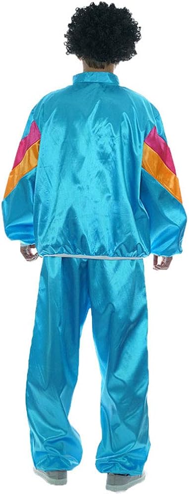 MIAIULIA Men's 80s Height of Fashion Shell Suit Costume, Male Blue OneSize: Clothing
