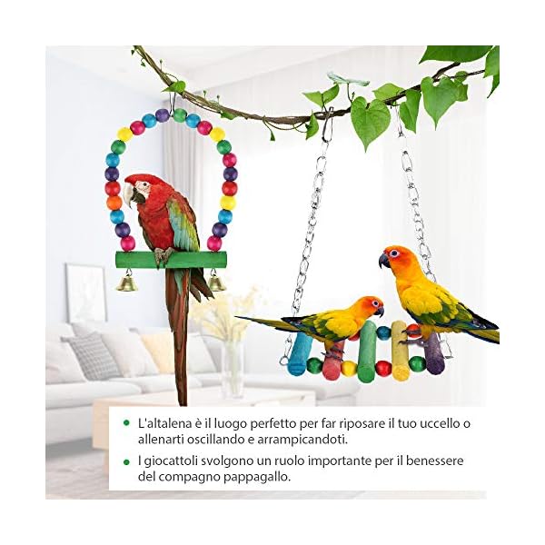 Zacro Giochi per Uccelli pappagalli, 7 Pezzi Giocattoli da Masticare, Giocattoli a Campana, per Animali di Piccola… Zacro Zacro Giochi per Uccelli pappagalli, 7 Pezzi Giocattoli da Masticare, Giocattoli a Campana, per Animali di Piccola…