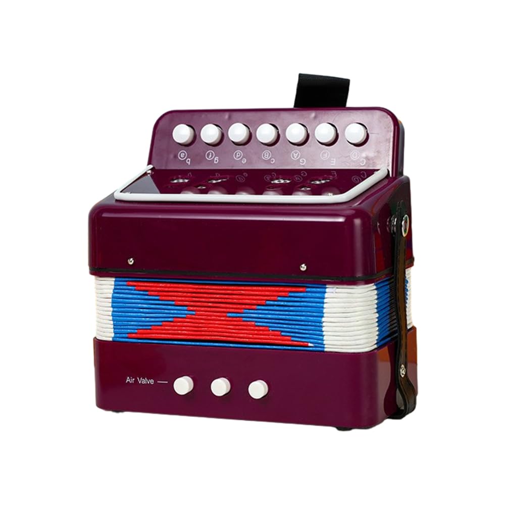Btuty 7-key 2-bass Accordion ABS Material Musical Instrument for Beginners Lightweight Button Accordion Hand-eye Coordination Stage Performance (Purple)