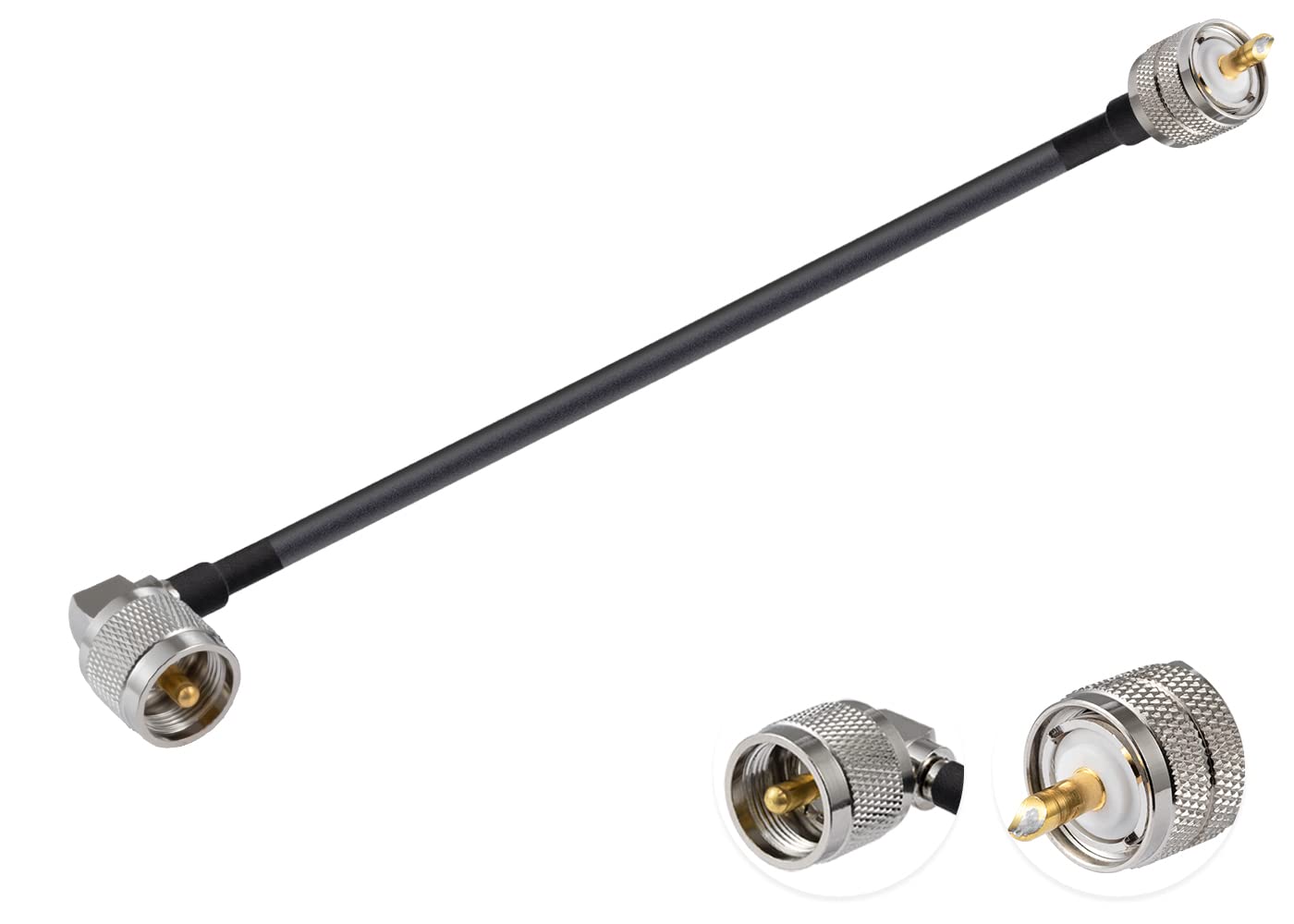 Vecys PL 259 Cable Jumper UHF Male PL-259 to UHF Male PL-259 Right Angle Low Loss Digital Coax Cable RG58 12"/30CM for Walkie Talkie HAM & CB Radio SWR Meter Antenna Analyzer