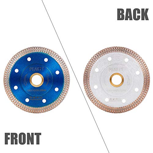 Peakit Tile Cutter Blade 4in Porcelain Diamond Saw Blade Ceramic Cutting Disc Wheel for Angle grinder, Reversible Color