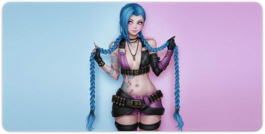 Mouse pad,for of League Legends,Jinx (13),Large Gaming Mouse Mat,Desk Mat,Waterproof Anti-Dirty Anti Slip Stitched Edges Mousepad,Perfect for Laptop,60x30cm,24x12 inch
