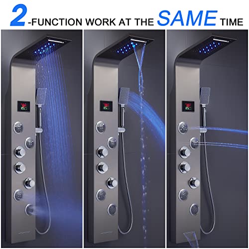 MENATT Shower Tower System with LED Lights, Hydroelectricity Display