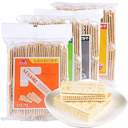 Amazon Com 果子町园道奶盐味苏打饼干360g芝麻味梳打饼代餐饼休闲零食品批发 Grocery Gourmet Food
