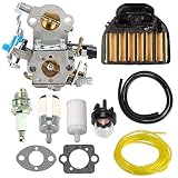 TOPEMAI WTA-29 Carburetor for Husqvarna 544883001 455E 455 Rancher 460 461 Gas Chainsaw with Air Filter Fuel Filter Spark Plug