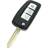 SEGADEN Replacement Key Shell Compatible with Nissan Rogue 2014 - 2018 3 Button Keyless Entry Remote Flip Key Case Fob PG5005