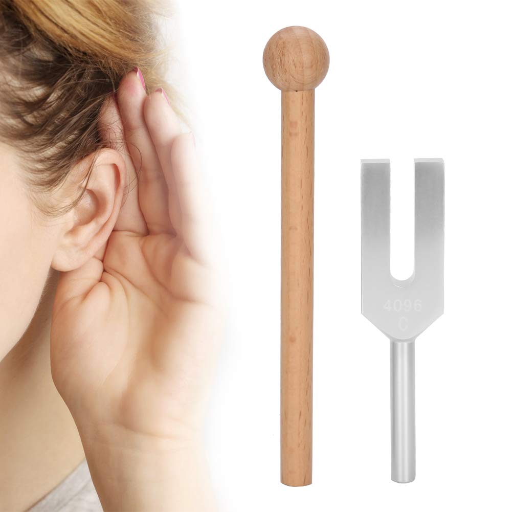 Brrnoo 4096Hz High Frequency Tuning Fork, Aluminum Alloy Medical Vibration Sound Therapy Tool with Wooden Hammer and Flannel Bag