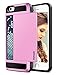 iPhone 5S Case, iPhone 5 Case, Vofolen Impact Resistant iPhone 5S Wallet Case Hybrid Armor Snap-on Black Soft Rubber Bumper Cover Protective Shell Card Holder for iPhone 5 5S - Pink