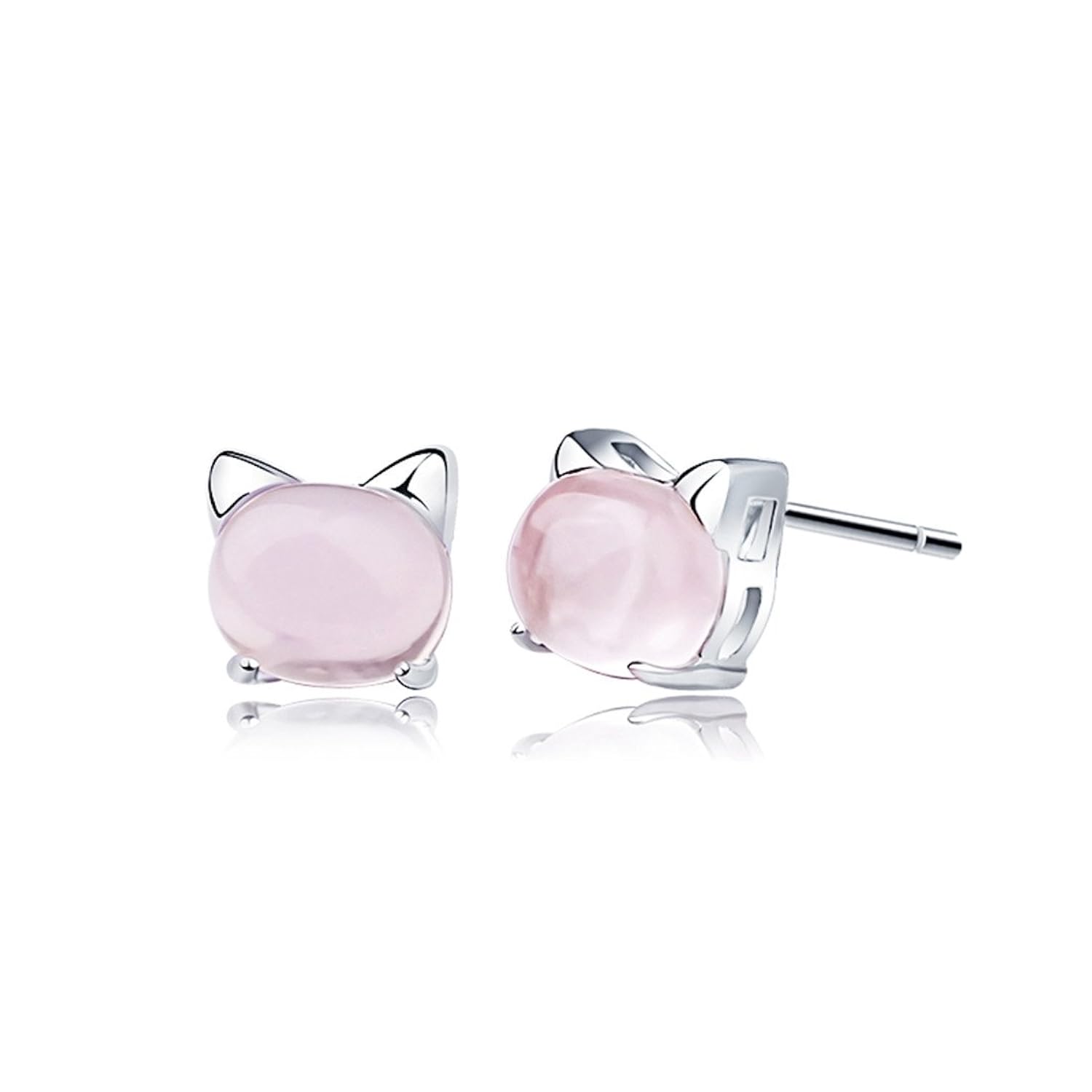 Pendientes Blingery Plata de Ley Gato Pendientes Chapado Oro Blanco con CUARZO