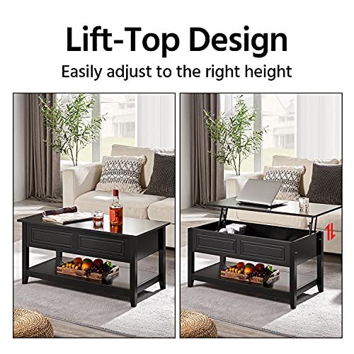 Yaheetech Lift Top Coffee Table with Hidden Compartment and Open