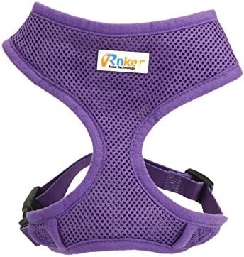 Rnker Soft Mesh Dog Harnesses Padded Vest No Pull Comfort Double Layer Harness for Pet Puppy (Large, Purple)