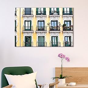 Canvas Wall Art of Yellow Building with Many Windows | 12" x 18"