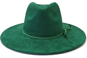 Wotfim Fedora Hats for Women Man with Big Wide Brim Classic Suede Panama Hat Western Outdoor hat