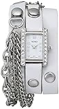 XOXO Women's XO5627 Crystal and Chain-Accented Watch with White Wraparound Band