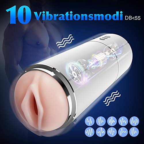 Automatischer Masturbator Cup Männer Sexspielzeug mit 4Klemmenfunktion und 10Vibrationsmodi,Elektrische BlowJob Cup Wie echte Oralsex Masturbieren mann mit 3D-Kanalstimulation Fondlove