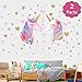 SONG'S IDEA Large Size Unicorn Wall Decal,2Packs，Unicorn Wall Sticker Decor with Hearts and Stars for Girls Rooms Baby Nursery