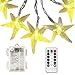 echosari Battery Operated Warm White 30 LED Fairy String Lights Starfish Shaped with Remote Indoor&Outdoor Used for Christmas, Party, Wedding, New Year Decorations, Etc