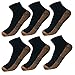 6 Pairs Copper Antibacterial Athletic Ankle Sport Socks For Men and Women (L/XL, BLACK)