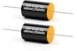 Cermant 2PCS Capacitor Frequency Divider 250V 4.7UF Car Tweeter Audio Speaker Frequency Divider Crossover Polypropylene Film Non-Polarity Capacitor