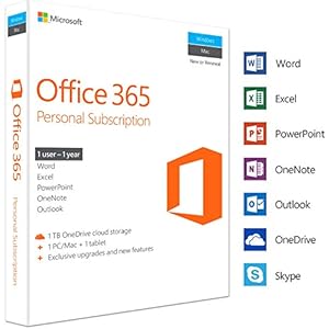 Microsoft Office 365 Personal | 1 Device | 1 Year | PC/Mac | Box